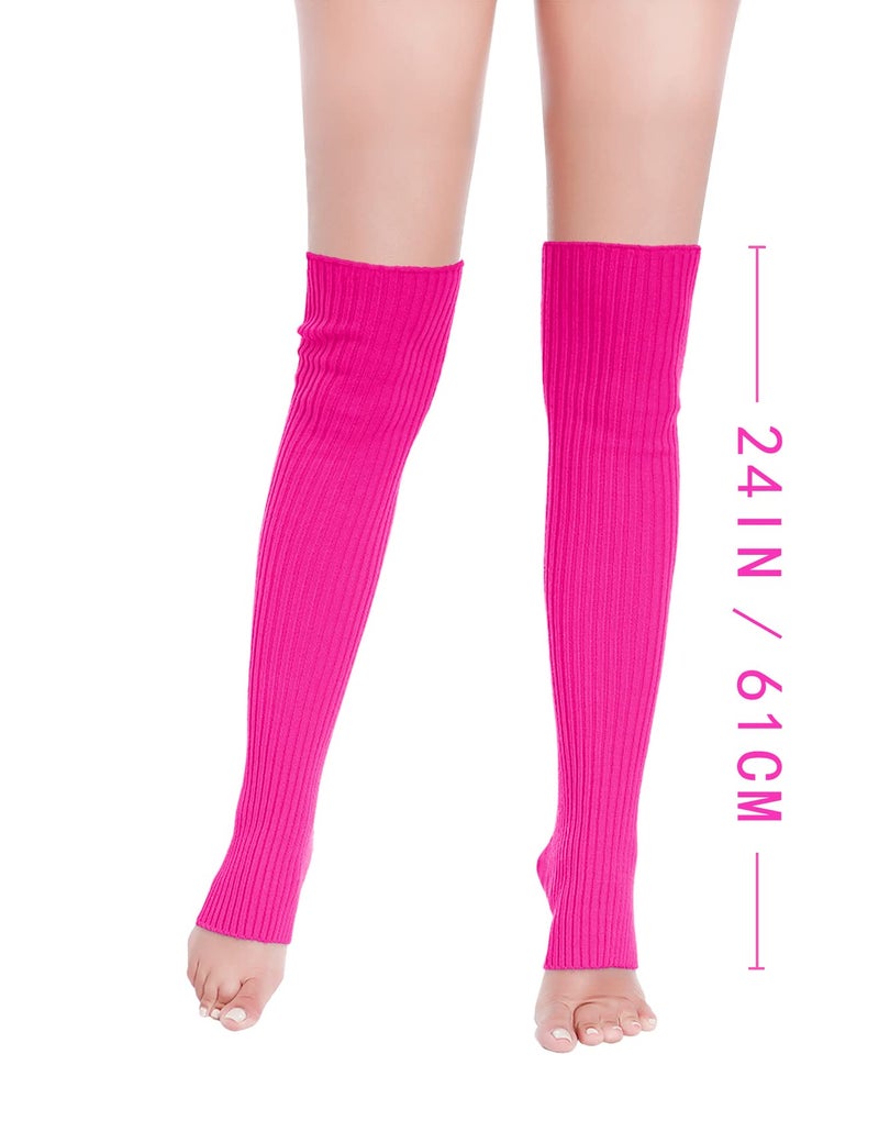 v28 Long Leg Warmer, Women's Men 80s Party Ribbed Knit Dance Sports (61 Rose) - Image 2